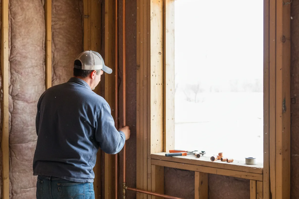 Licensed plumber running new copper supply lines in a Glen Arm home