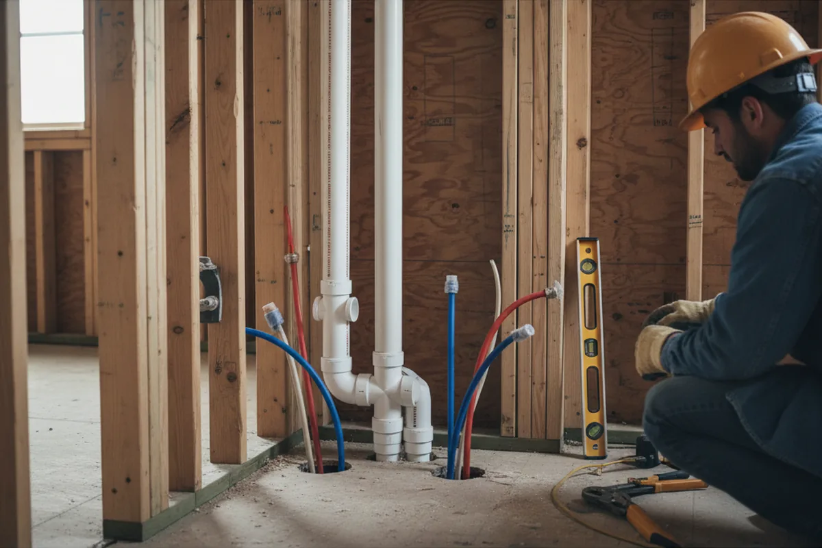Drain and supply rough-in during Leak Detection in Glen Arm